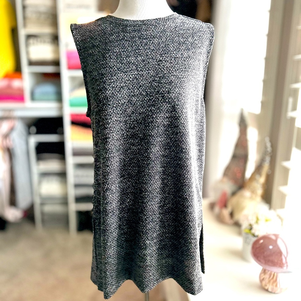 Banana Republic Metallic Black & Silver Sleeveless Tunic